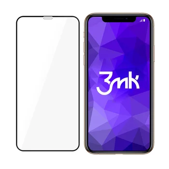 

3MK Protector de pantalla compatible con iPhone XS Negro HardGlass Max - Grado de dureza de la pantalla 9H - Máxima Prot