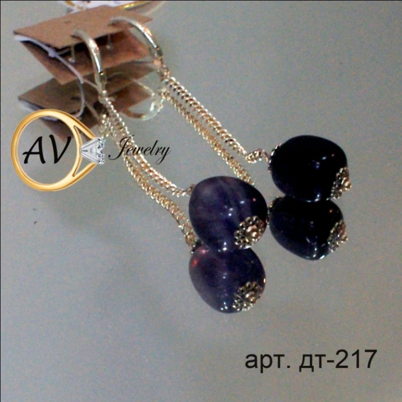 Аметистовые серьги AV Jewelry Серьги фиолетовые модные висячие Серебряные