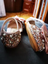 Zapatos de cuero con lazo de diamantes de imitación para niñas, zapatillas de baile de fiesta, zapatos planos de rendimiento para bebés y estudiantes, D785