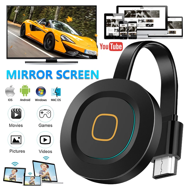 

MiraScreen G11 TV Stick WIFI Adapter Wireless Display Anycast Miracast DLNA HDMI Dongle HD Audio Video Screen Mirroring Receiver