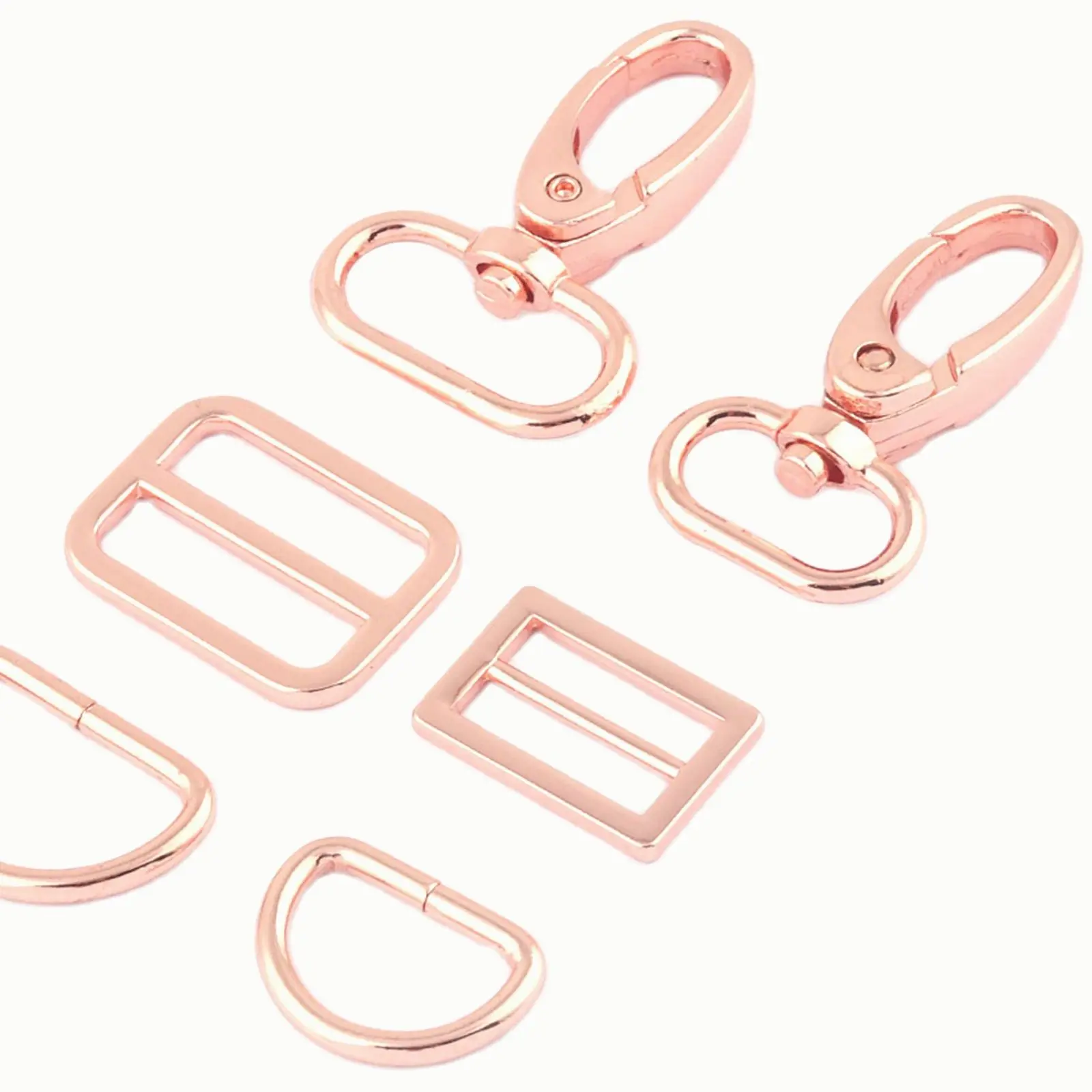 

20/25mm Rose Gold Metal Swivel Claw Clasp,Dog Collar Hardware Adjuster Backpack Buckle Webbing Purse Hardware D Ring Strap Slide