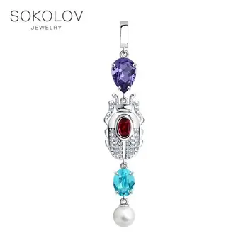 

Sokolov pendant in silver with Swarovski pearls, Swarovski crystals and cubic zirconia, fashion jewelry, 925, women's/men's, male/female, women's male, pendants for neck women