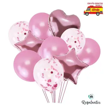 

Balloons, birthday decorations, metallic balloons, set of 10 balloons with confetti