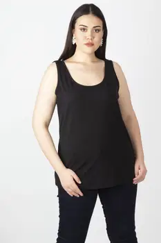 

Sans Textile Women 'S Black Cotton Fabric Basic Bluz 65 N16099