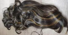 ALAN EATON-Peluca de cabello sintético para mujer afroamericana, cabellera artificial largo ondulado con flequillo, color negro, marrón y dorado, resistente al calor