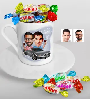 

Personalized Kankalar Caricature Of Turkish Coffee cup And Haribo Candy Gift Seti-1