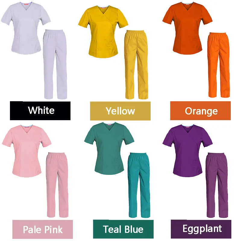 Women Scrub Set Nursing Uniform Top and Pants