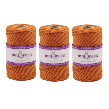 

MaQrome Macrame Cord Single Twisted Yarn 3 mm 3 Pieces Cinnamon
