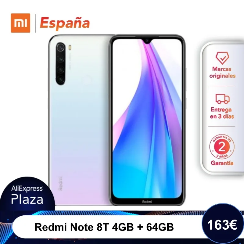  Xiaomi Redmi Note 8T (64GB ROM 4GB RAM 13MP Frontal Cámara Batería de 4000 mAh Android Nuevo Libre)