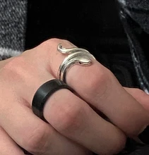 Anillo de acero inoxidable negro para hombre y mujer, joyería con abalorio, 2017