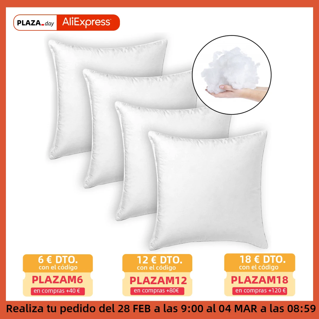 MERCURY HOME Relleno de Cojín 30x50/40x40/40x60/45x45/50x50/50x70/60x60cm, Relleno de Cojín para Sofá o Cama, con Relleno de Algodón y Poliéster Reciclado, Suave e Indeformable, Hipoalergénicas, Juego de 2/4/6 Unidades - Top 100 hogar y jardín