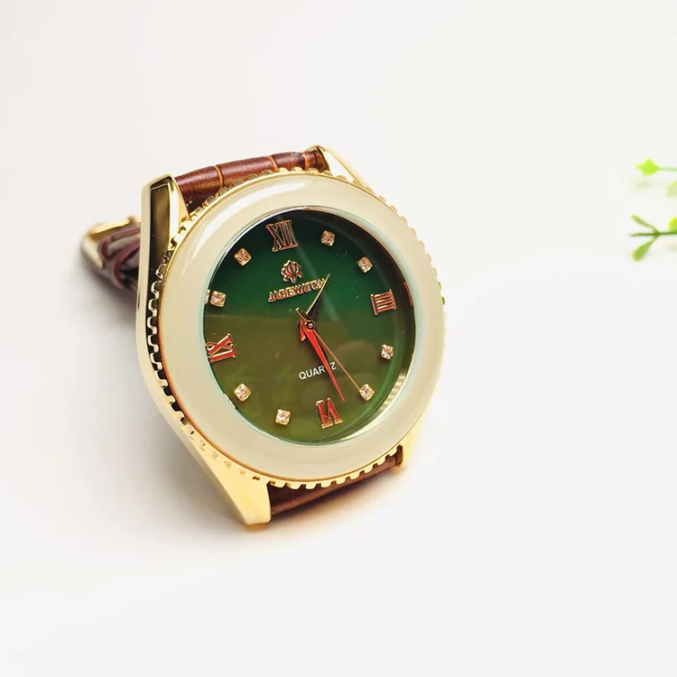 

man watch gold jade quartz watch jasper fashion high quality leather watch