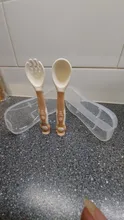 Juego de utensilios para niños pequeños, cuchara y tenedor para bebé, juego de cubiertos de entrenamiento de alimentación con caja para uso en interiores y exteriores