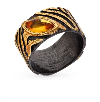 

Silver ring with amber sunlight sample 925
