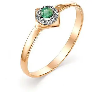 

Alcor ring with emerald and diamonds in red gold