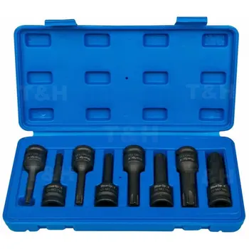 

8pc Set 1/2 Torx impact wrench connectors T30-T80