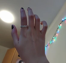 Vintage Ancient Silver Color Happy Smiling Face Open Rings for Women Punk Hip Hop Adjustable