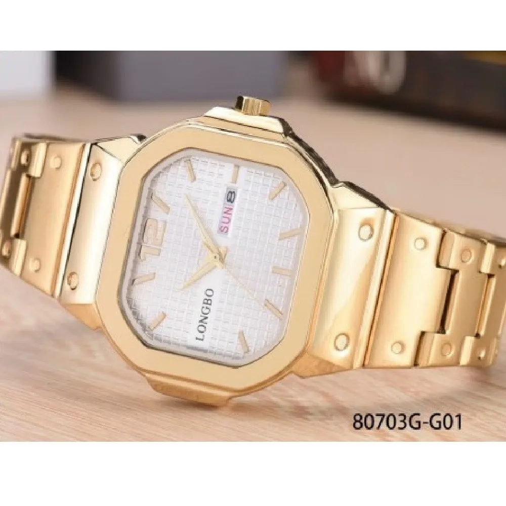 OROLOGIO DA POLSO LONGBO 80703G UOMO QUARZO DATA ANALOGICO ACCIAIO DORATO  BIANCO|Mechanical Watches| - AliExpress