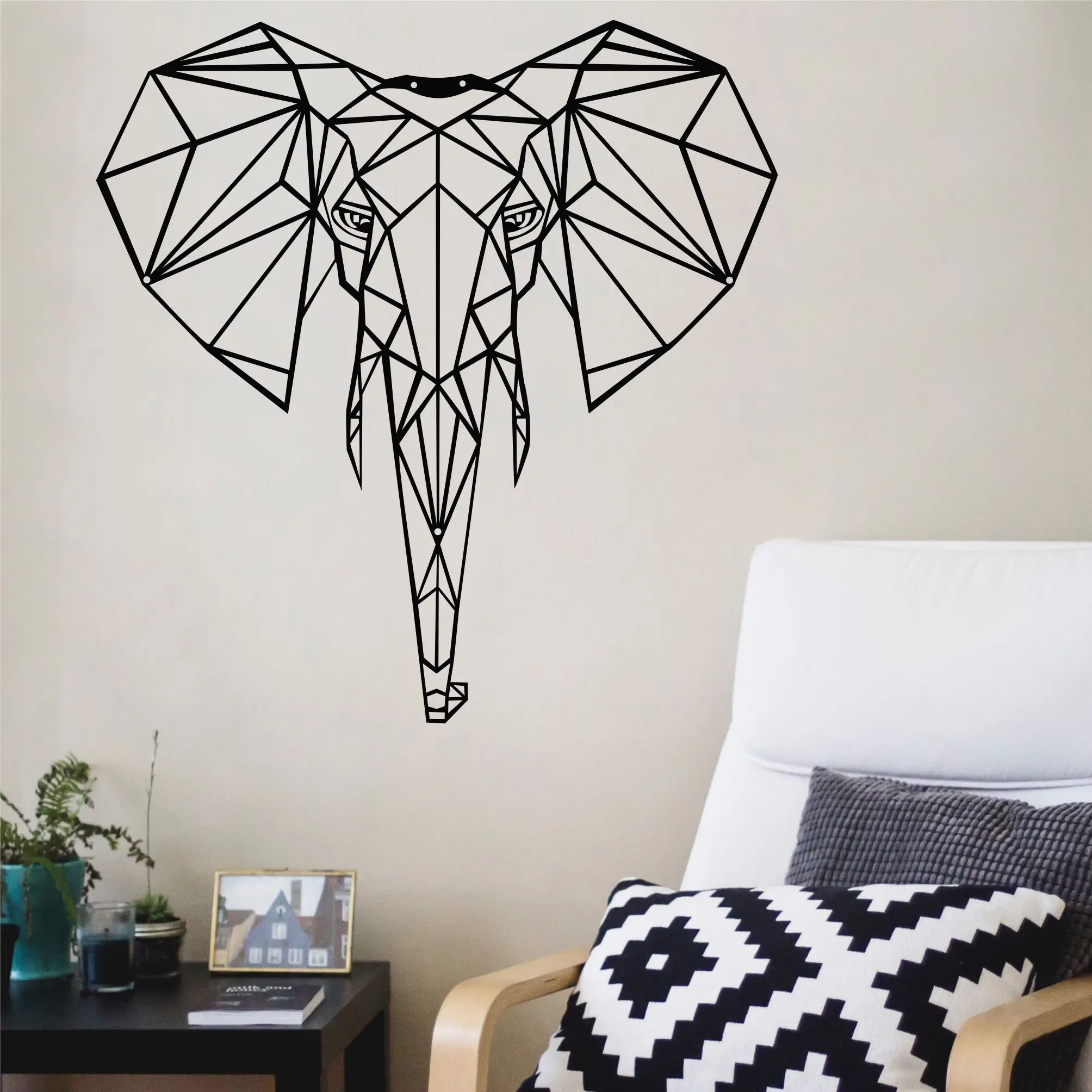 

Metal Wall Art, Geometric Metal Elephant Head, Metal Wall Decor, Home Interior Decoration, Living Room Decor