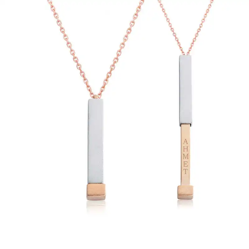 KUTAYDAN 925 Sterling Silver Is Bar Necklace