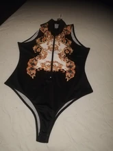 Mono sin mangas con estampado barroco para mujer, Pelele con cremallera frontal, mono Sexy de verano para discoteca