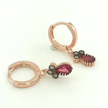 

Tiny Ruby Red Quartz Stone Silver Ring Earrings
