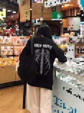 Ropa de calle de primavera para mujer, Tops negros, Sudadera con capucha gótica blanca de gran tamaño, ropa de calle para mujer, sudaderas geniales de hip-hop para parejas