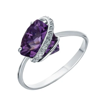 

Silver ring with amethyst and cubic zirconia sunlight sample 925