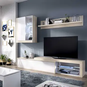 

Furniture Living Room TV with LED lights lifelike color white luster model BERLIN