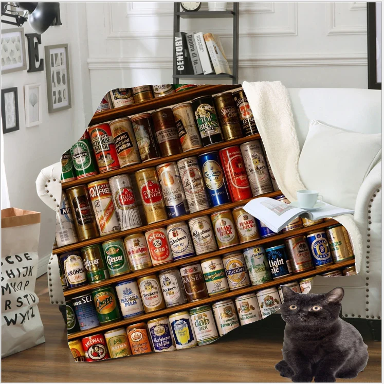 

New Adult 3D Print Beer Bubble Foam Blanket Fleece Teens Travel Quilt Sofa Keep Warm Throw Plush Child Snow Soft Bedspread B152