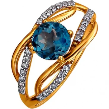 

Esthete ring with Topaz and cubic zirconia silver with gilding
