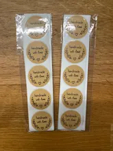 50 Uds. De pegatinas redondas de Kraft Natural hechas a mano, para scrapbooking, etiquetas adhesivas de sello de Gracias pegatina, papelería