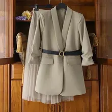 Traje adelgazante de talla grande para mujer, chaqueta con falda de malla, tendencia de dos piezas, primavera y otoño