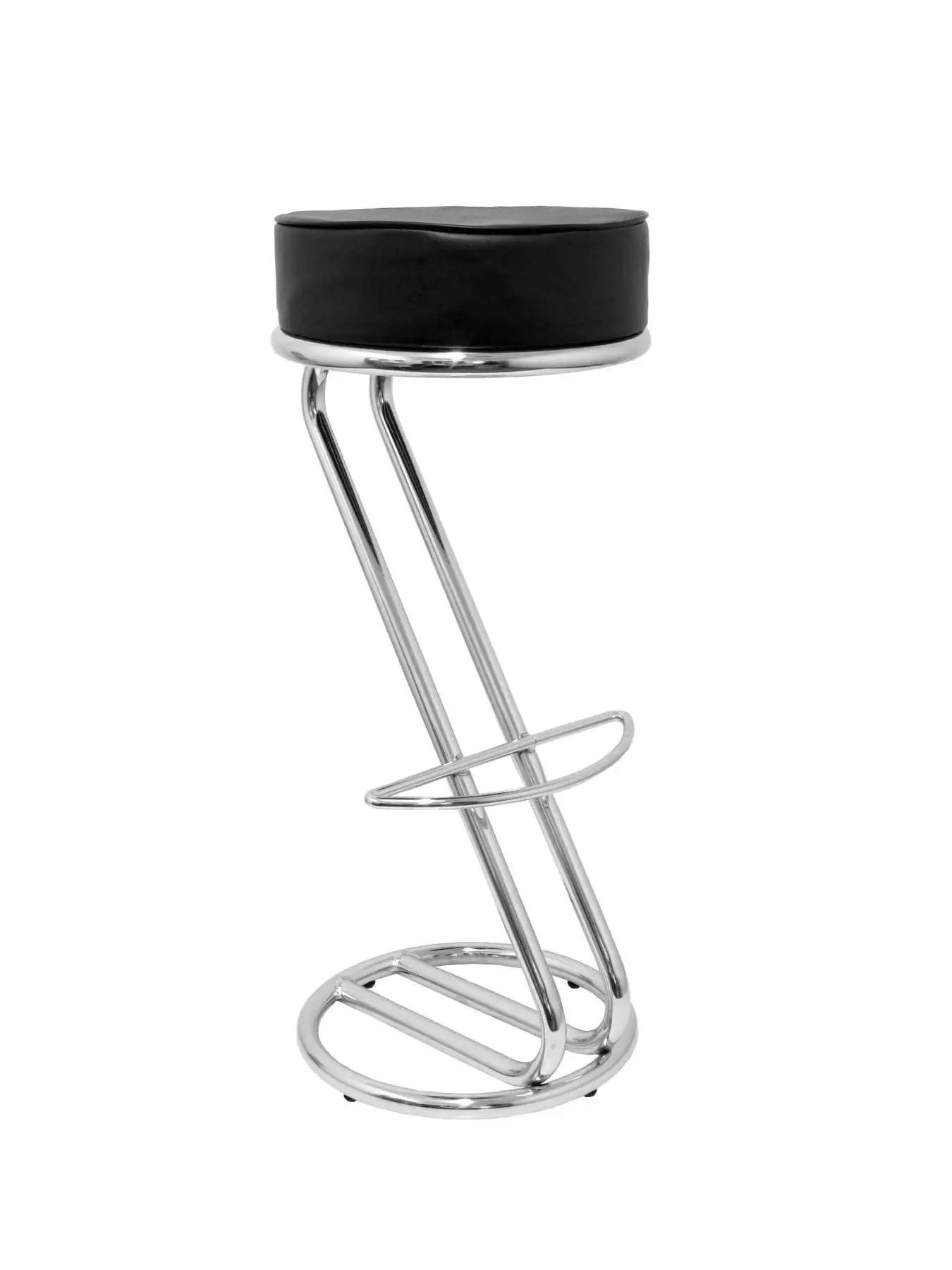cheap Stool #039;s bar, with chrome bold structure and ring foot pegs up seat upholstered in similpiel color black TAPHOLE AND CRES