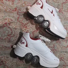 Zapatos de Parkour deformables para adultos y niños, patines con cuatro ruedas, para correr, unisex