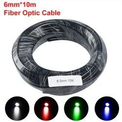 Cable de fibra óptica de plástico brillante para iluminación decorativa, 10M de diámetro interior, 6mm, chaqueta negra, PMMA
