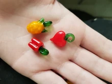 15 Uds de cristal de Murano Apple cereza encantos de cristal de Murano de frutas dije con vegetales de accesorios de joyería DIY hecho a mano material