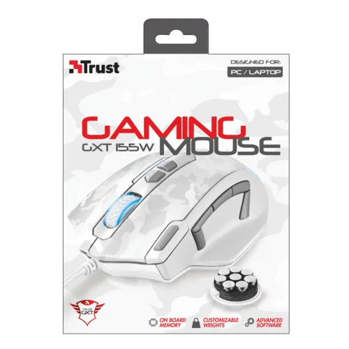 Игровая проводная мышь 20852 Trust GXT 155W до 4000 dpi 11 клавиш белый камуфляж