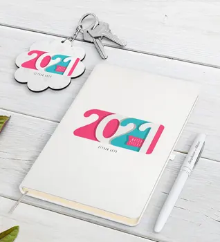 

Personalized 2021 Happy birthday White Notebook Pen and Keychain Gift Seti-6