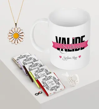 

Personalized Valide Sultan Mug Chocolate Daisy Necklace Seti-1
