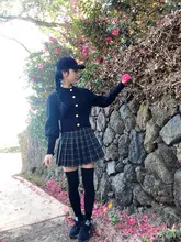 Skirt Knee-Length High-Waist Fall/winter Women's A-Line Above Folded New