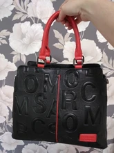 Bolso de mano de piel sintética con letras para mujer, bolsa de mano de gran capacidad, de diseñador, a la moda, color negro