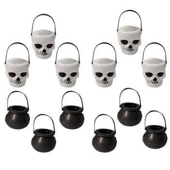 

1Pcs Scary Skull Halloween Candy Kettle box Witch Cauldron Halloween Party Hanging Props St.Patrick's Day Party Decoration
