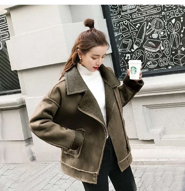 

Obrix Sweet Casual Style Jacket Female V-Neck Full Sleeve Zipper Pockets Single Breasted Jacket For Women