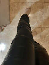 Pants Pencil-Trousers Faux-Leather Winter Women Pocket Streetwear Loose Autumn Black