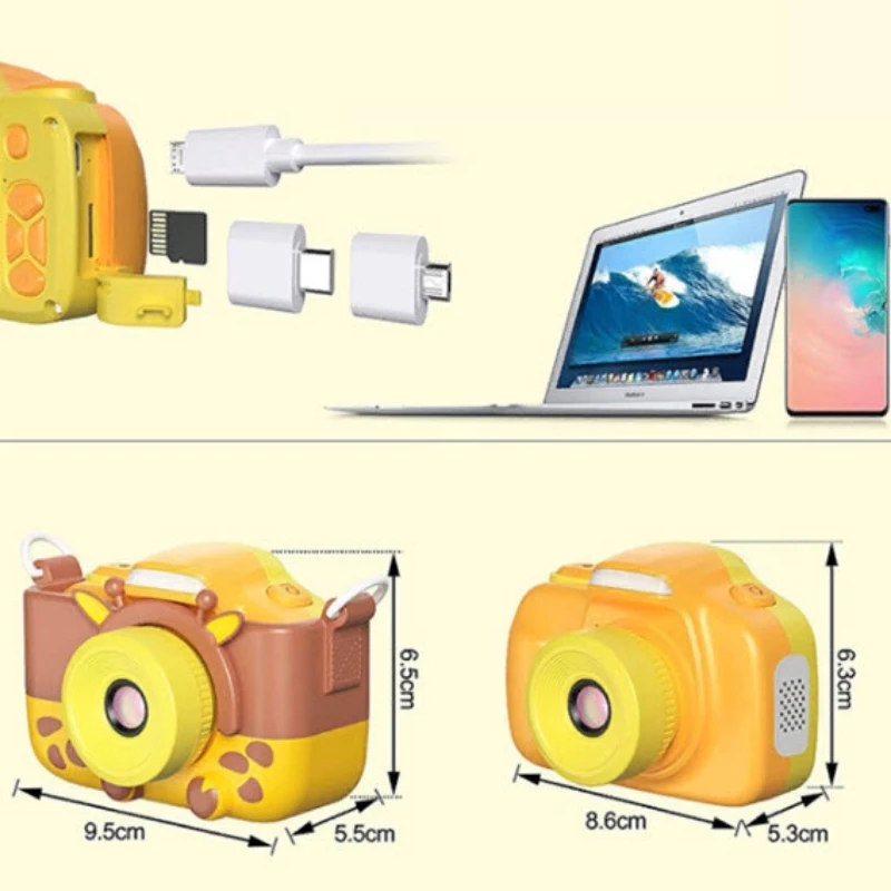 Children's camera giraffe, with flash and selfie camera + memory card 4 GB camera toy for children birthday gift for girls and children Point & Shoot