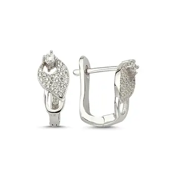

925 Sterling Silver Earrings Zircon Stone Trendy Design Elegant Female Earring Turkey Silver