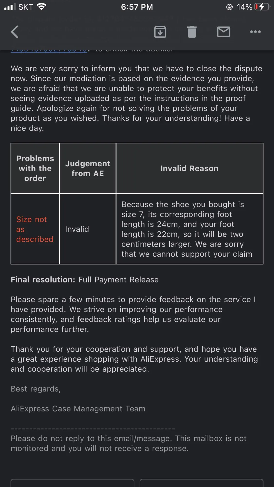 Aliexpress Case Management Team — Алиэкспресс
