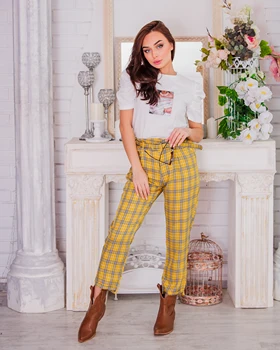 

Women 'S pants Plaid Beautiful Casual Formal Comfortable Shipping from Russia Российское production Emberens