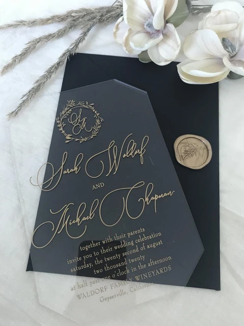 Acrylic Wedding Invitations Acrylic Invitation Wedding Acrylic Invitations  Clear Invitations Luxury Invitations Stylish Invitations. 